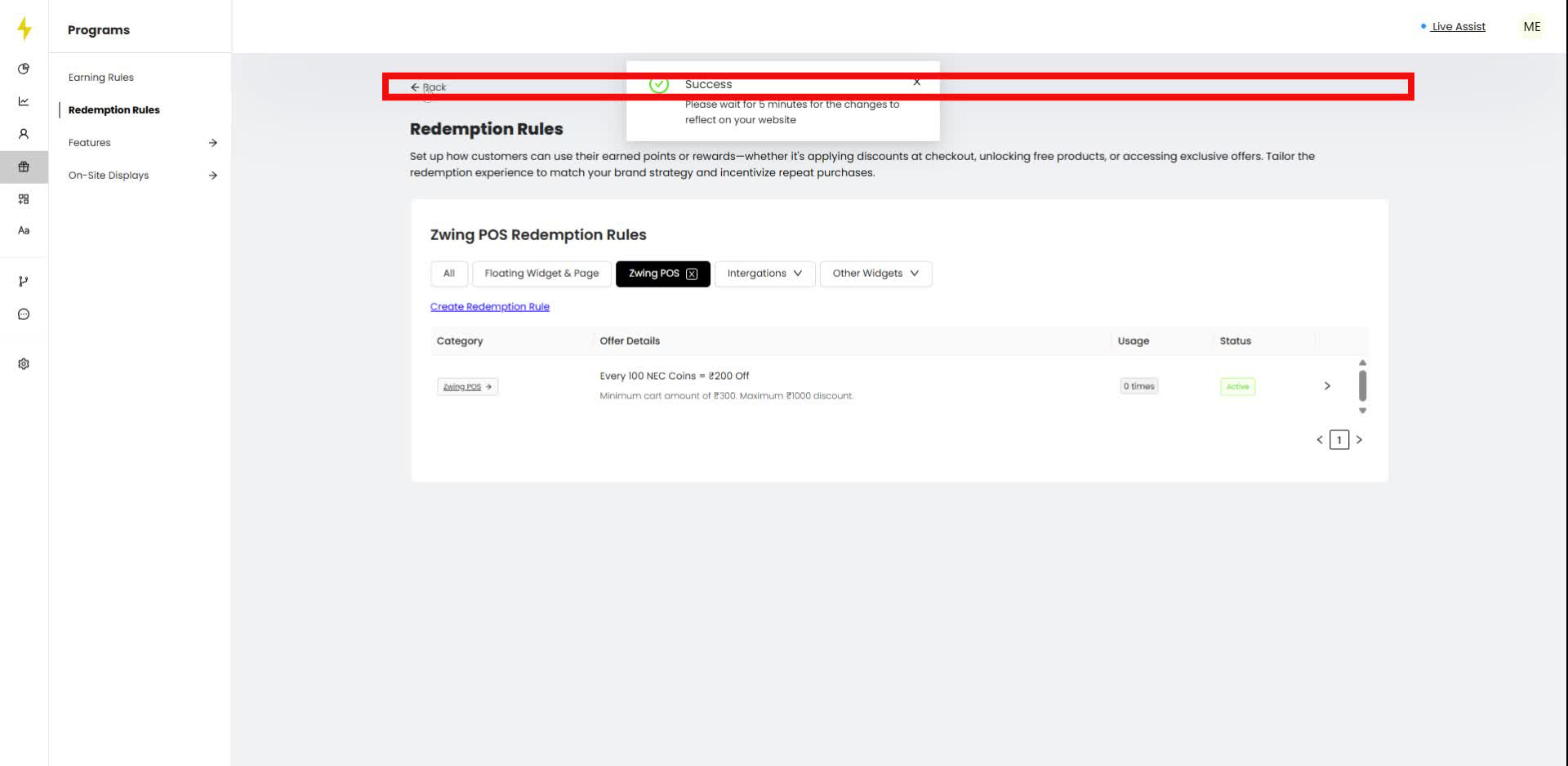 Click the "Back" link in the navigation bar to return to the previous page.